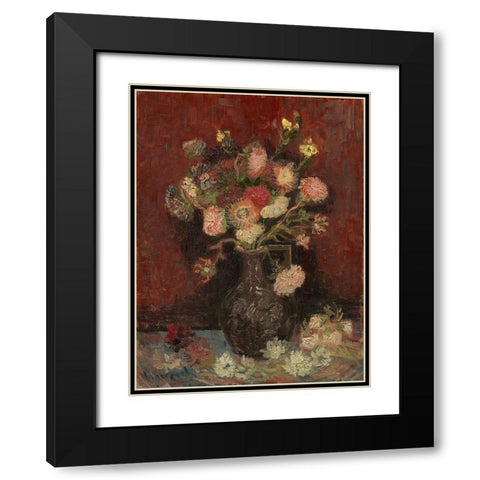 Vase with Chinese asters and gladioli Black Modern Wood Framed Art Print with Double Matting by van Gogh, Vincent