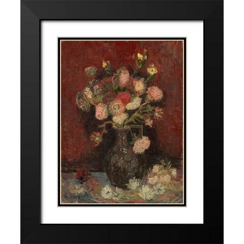 Vase with Chinese asters and gladioli Black Modern Wood Framed Art Print with Double Matting by van Gogh, Vincent
