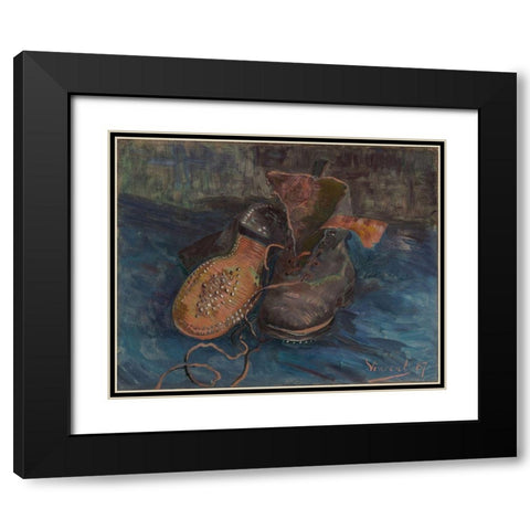 A Pair of Boots Black Modern Wood Framed Art Print with Double Matting by van Gogh, Vincent