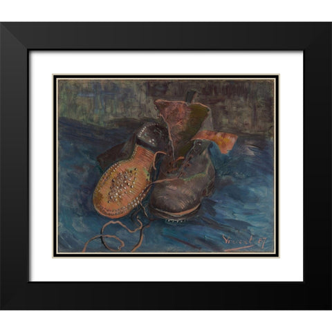 A Pair of Boots Black Modern Wood Framed Art Print with Double Matting by van Gogh, Vincent