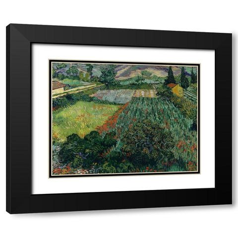 Field with Poppies Black Modern Wood Framed Art Print with Double Matting by van Gogh, Vincent