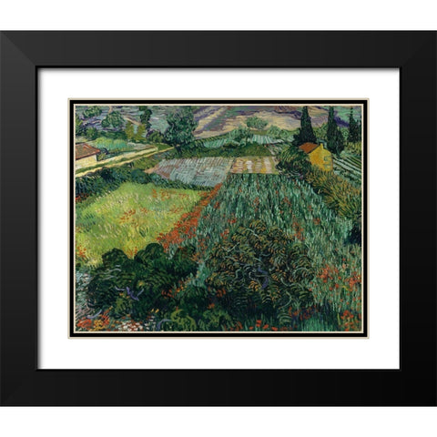Field with Poppies Black Modern Wood Framed Art Print with Double Matting by van Gogh, Vincent