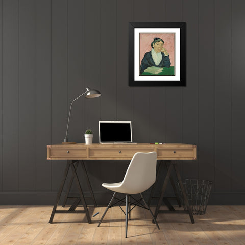 The Woman from Arles Black Modern Wood Framed Art Print with Double Matting by van Gogh, Vincent