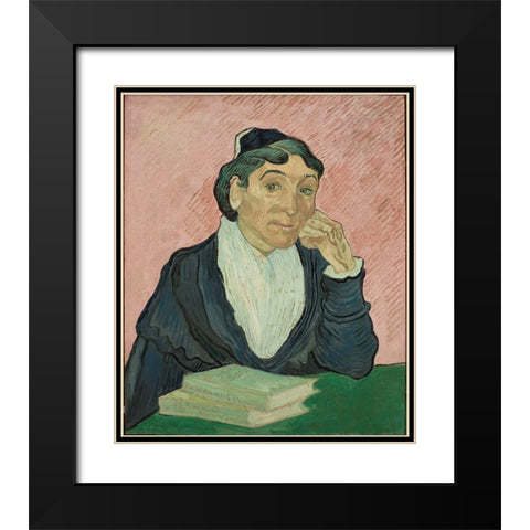 The Woman from Arles Black Modern Wood Framed Art Print with Double Matting by van Gogh, Vincent