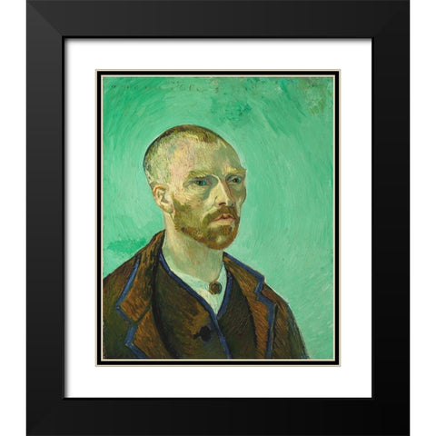 Self Portrait, dedicated to Paul Gauguin Black Modern Wood Framed Art Print with Double Matting by van Gogh, Vincent