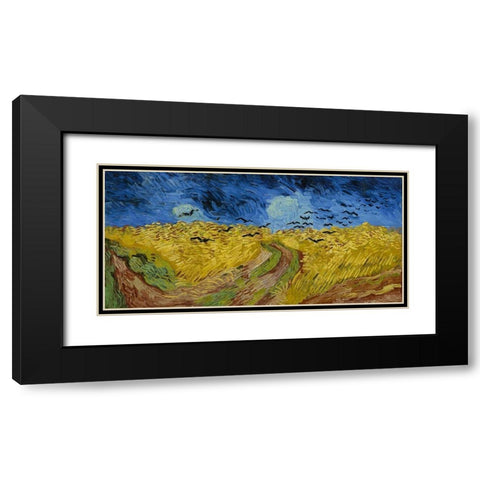Wheat Field with Crows Black Modern Wood Framed Art Print with Double Matting by van Gogh, Vincent