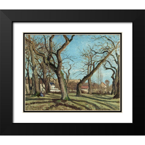 Chestnut Grove at Louveciennes Black Modern Wood Framed Art Print with Double Matting by Pissarro, Camille