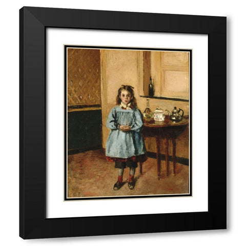 Minette Black Modern Wood Framed Art Print with Double Matting by Pissarro, Camille