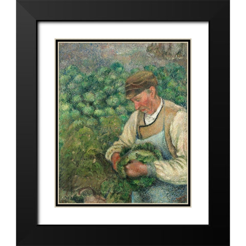 The Gardener - Old Peasant with Cabbage Black Modern Wood Framed Art Print with Double Matting by Pissarro, Camille