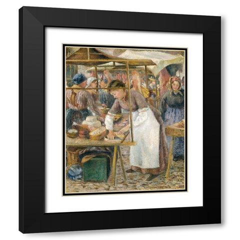 The Pork Butcher Black Modern Wood Framed Art Print with Double Matting by Pissarro, Camille