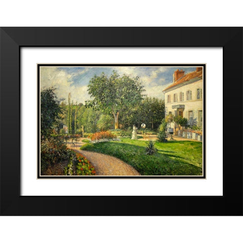 The Garden of Les Mathurins at Pontoise Black Modern Wood Framed Art Print with Double Matting by Pissarro, Camille