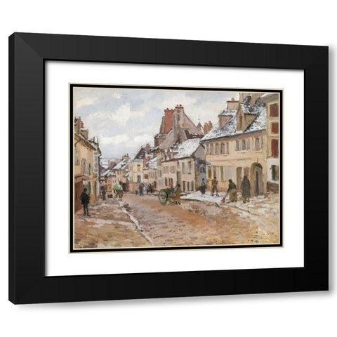 Pontoise, the Road to Gisors in Winter Black Modern Wood Framed Art Print with Double Matting by Pissarro, Camille