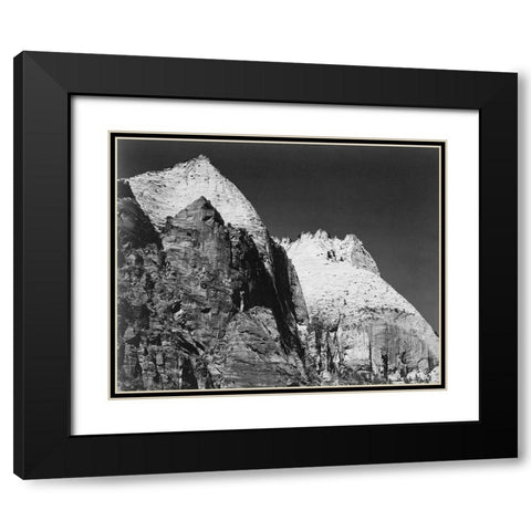 Rock formation-Night Sky Zion National Park-Utah Black Modern Wood Framed Art Print with Double Matting by Adams, Ansel