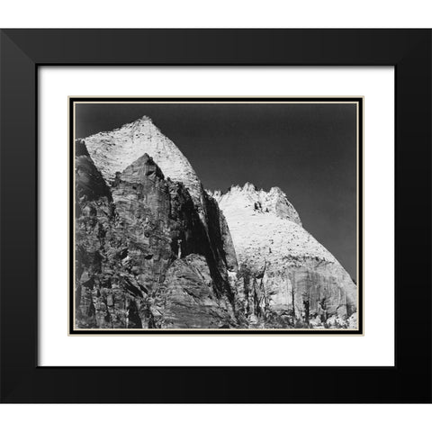 Rock formation-Night Sky Zion National Park-Utah Black Modern Wood Framed Art Print with Double Matting by Adams, Ansel