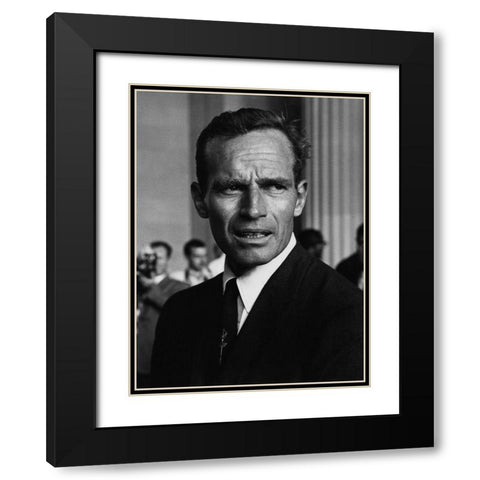 Actor Charlton Heston at the Civil Rights March in Washington-D.C 1963 Black Modern Wood Framed Art Print with Double Matting by U.S. Archives