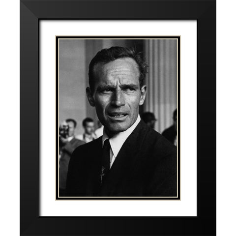 Actor Charlton Heston at the Civil Rights March in Washington-D.C 1963 Black Modern Wood Framed Art Print with Double Matting by U.S. Archives