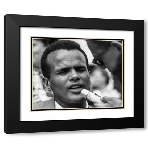 Harry Belafonte at the Civil Rights March in Washington-D.C 1963 Black Modern Wood Framed Art Print with Double Matting by U.S. Archives