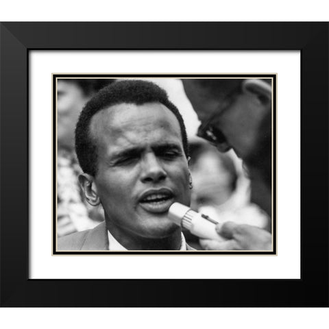 Harry Belafonte at the Civil Rights March in Washington-D.C 1963 Black Modern Wood Framed Art Print with Double Matting by U.S. Archives