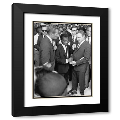 Heston Baldwin Brando Civil Rights March 1963 Black Modern Wood Framed Art Print with Double Matting by U.S. Archives