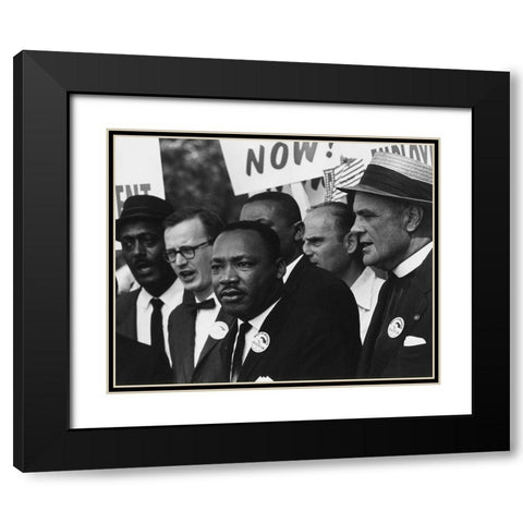 Martin Luther King Jr. during the 1963 March on Washington Black Modern Wood Framed Art Print with Double Matting by Scherman, Rowland