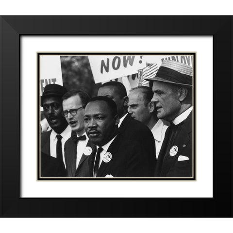 Martin Luther King Jr. during the 1963 March on Washington Black Modern Wood Framed Art Print with Double Matting by Scherman, Rowland