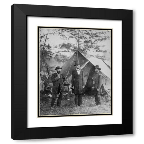 President Lincoln-Allan Pinkerton-and Maj. Gen. John A. McCleland Black Modern Wood Framed Art Print with Double Matting by U.S. Archives