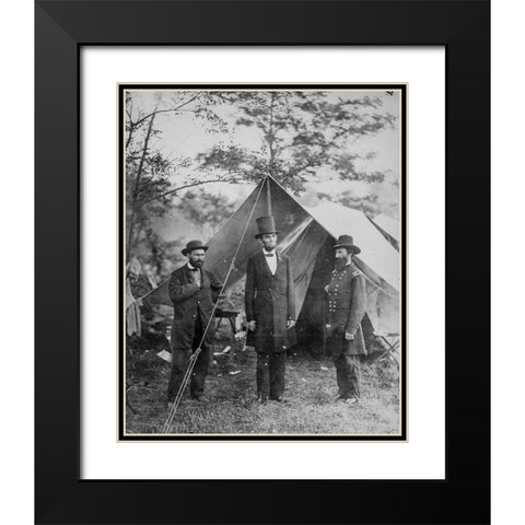 President Lincoln-Allan Pinkerton-and Maj. Gen. John A. McCleland Black Modern Wood Framed Art Print with Double Matting by U.S. Archives