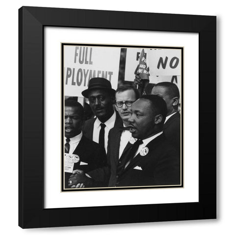 Dr. Martin Luther King Jr. at a civil rights march on Washington D.C. in 1963 Black Modern Wood Framed Art Print with Double Matting by U.S. Archives