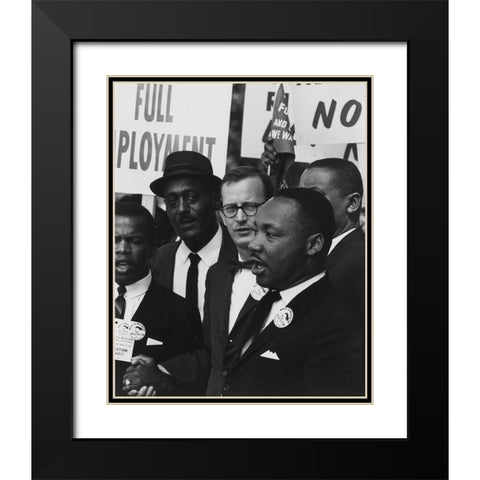 Dr. Martin Luther King Jr. at a civil rights march on Washington D.C. in 1963 Black Modern Wood Framed Art Print with Double Matting by U.S. Archives