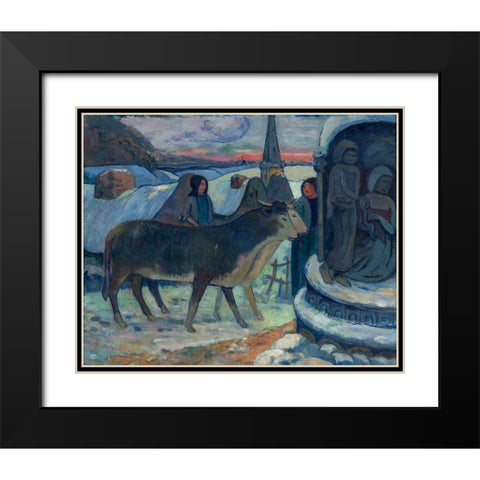 Christmas Night, The Blessing of the Oxen Black Modern Wood Framed Art Print with Double Matting by Gauguin, Paul