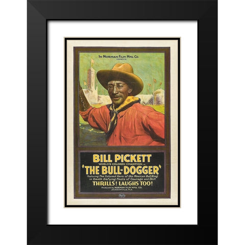 Bill Pickett The Bull-Dogger Black Modern Wood Framed Art Print with Double Matting by Vintage Poster