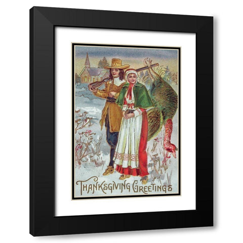 Thanksgiving Greetings Black Modern Wood Framed Art Print with Double Matting by Missouri History Museum