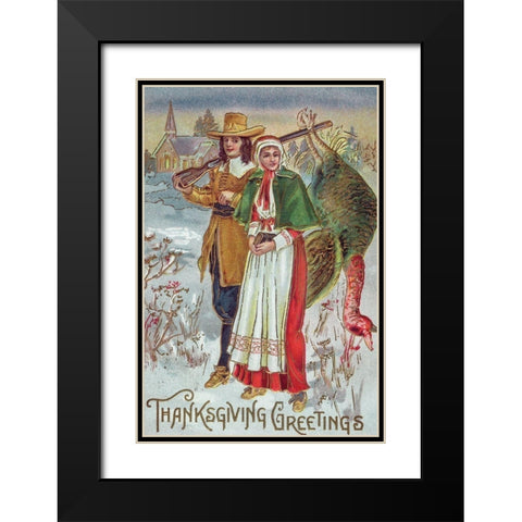 Thanksgiving Greetings Black Modern Wood Framed Art Print with Double Matting by Missouri History Museum