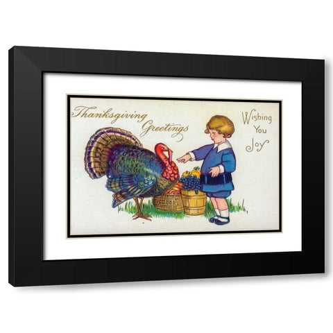 Thanksgiving Greetings. Wishing You Joy Black Modern Wood Framed Art Print with Double Matting by Missouri History Museum