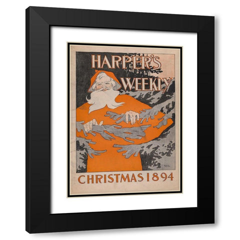 Christmas 1894 Black Modern Wood Framed Art Print with Double Matting by Harper''s Weekly