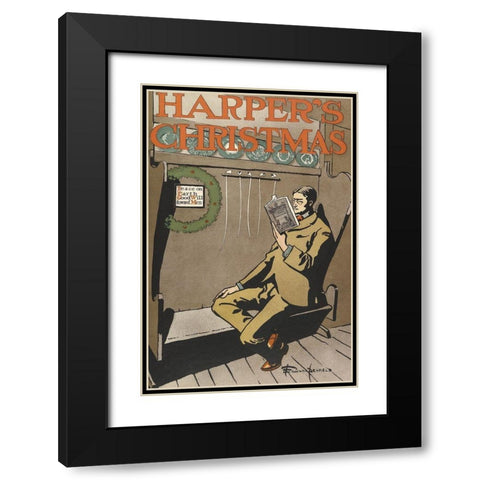 Harpers Christmas 1897 Black Modern Wood Framed Art Print with Double Matting by Penfield, Edward