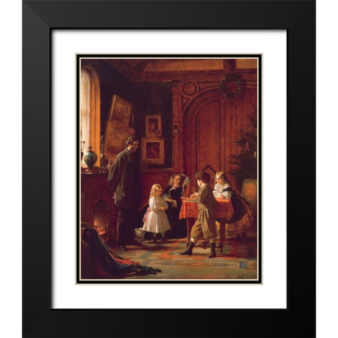 Christmas Time, The Blodgett Family Black Modern Wood Framed Art Print with Double Matting by Johnson, Eastman