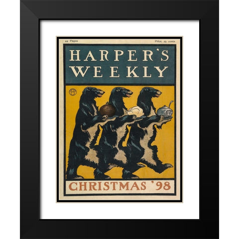 Harpers Weekly Christmas 1898 Black Modern Wood Framed Art Print with Double Matting by Penfield, Edward