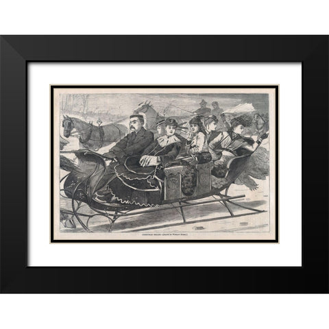 Harpers Weekly Christmas Belles Black Modern Wood Framed Art Print with Double Matting by Homer, Winslow