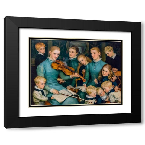 A Christmas Carol at Bracken Dene Black Modern Wood Framed Art Print with Double Matting by Hughes, Arthur
