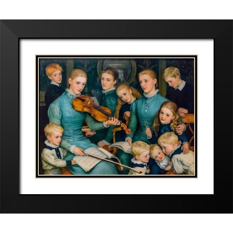 A Christmas Carol at Bracken Dene Black Modern Wood Framed Art Print with Double Matting by Hughes, Arthur