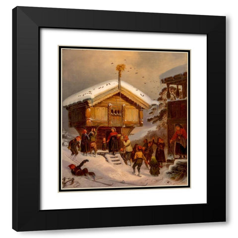 Traditions of Christmas Black Modern Wood Framed Art Print with Double Matting by Tidemand, Adolph