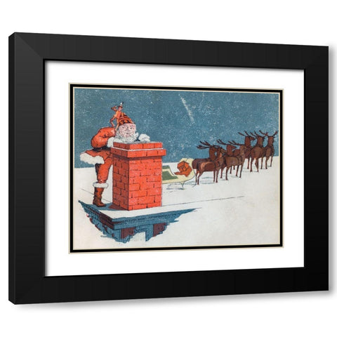 Vintage Christmas Black Modern Wood Framed Art Print with Double Matting by Buttolph, Frank