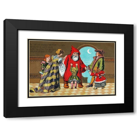 Father Christmas and His Little Friend Black Modern Wood Framed Art Print with Double Matting by Marcus Ward & Co