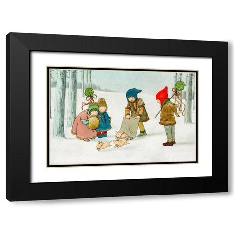 Joyeux Noel Black Modern Wood Framed Art Print with Double Matting by Ebner, Pauli