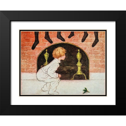 Vintage Christmas Poster Black Modern Wood Framed Art Print with Double Matting by F.A. Owen Pub. Co