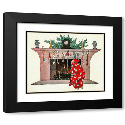 And Giving a Nod, Up the Chimney He Rose Black Modern Wood Framed Art Print with Double Matting by Smith, Jessie Wilcox