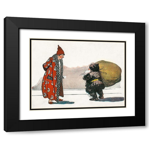 A Man with a Bundle of Toys Flung on His Back Black Modern Wood Framed Art Print with Double Matting by Smith, Jessie Wilcox