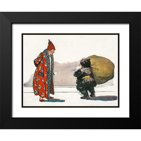 A Man with a Bundle of Toys Flung on His Back Black Modern Wood Framed Art Print with Double Matting by Smith, Jessie Wilcox