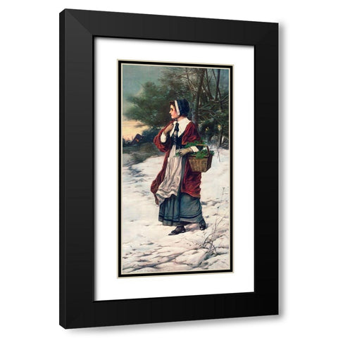 Christmas Morning Black Modern Wood Framed Art Print with Double Matting by American Lithographic Co